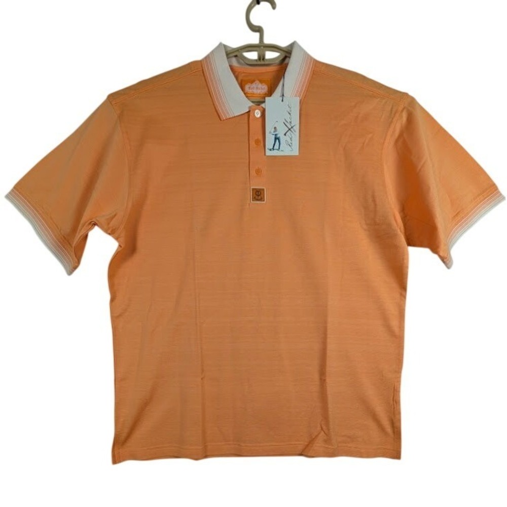 Red Jacket Polo Shirt Mens L Orange St Andrews Links Patch‎ Pique Cotton